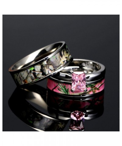 4pcs His Hers Camo Pink Radiant Stainless Steel Sterling Silver Wedding Ring Set Size His 08, Hers 07 $38.40 Bracelets