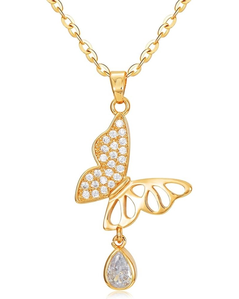 Butterfly Necklace for Women 18k Gold Plated Butterfly Crystal Pendant Trendy Butterfly Jewelry Birthday Christmas Gift for W...