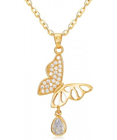 Butterfly Necklace for Women 18k Gold Plated Butterfly Crystal Pendant Trendy Butterfly Jewelry Birthday Christmas Gift for W...