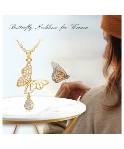 Butterfly Necklace for Women 18k Gold Plated Butterfly Crystal Pendant Trendy Butterfly Jewelry Birthday Christmas Gift for W...