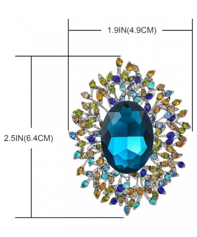 Elegant Colorful Cubic Zirconia Crystal Bright Rhinestone Brooch Pins for Women Grils Blue $7.64 Brooches & Pins