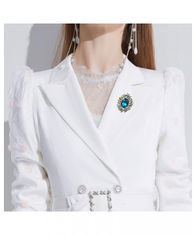 Elegant Colorful Cubic Zirconia Crystal Bright Rhinestone Brooch Pins for Women Grils Blue $7.64 Brooches & Pins