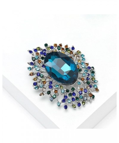 Elegant Colorful Cubic Zirconia Crystal Bright Rhinestone Brooch Pins for Women Grils Blue $7.64 Brooches & Pins