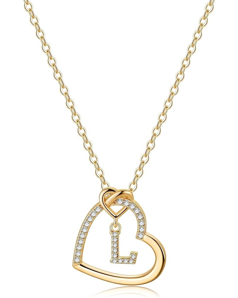 Dainty Initial Necklaces for Women - 14K Gold/White Gold/Rose Gold Plated Necklace, CZ Simulated Diamond Heart Pendant Fashio...