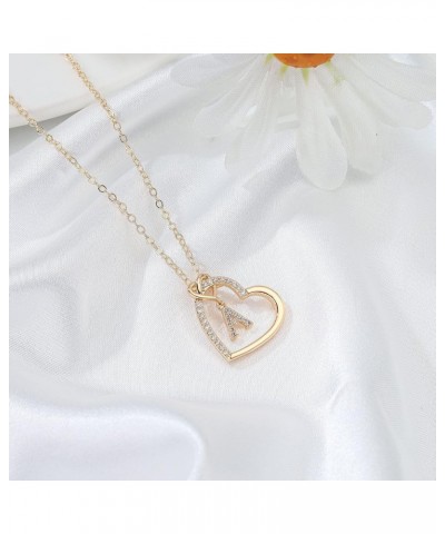 Dainty Initial Necklaces for Women - 14K Gold/White Gold/Rose Gold Plated Necklace, CZ Simulated Diamond Heart Pendant Fashio...