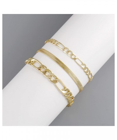 Gold Chain Bracelets Set for Women 14K Real Gold Plated Link Chain Trendy Stackable Bracelets for Women Gold - 3 Piece Set $1...