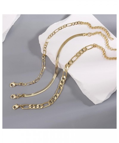 Gold Chain Bracelets Set for Women 14K Real Gold Plated Link Chain Trendy Stackable Bracelets for Women Gold - 3 Piece Set $1...