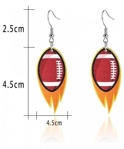 Creative Fire American Football Wooden Dangle Earrings Funny Flying Rugby Hot Blood Sports Ball Earrings Gifts for Fans Women...