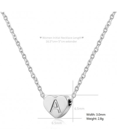 Initial Letter Charm Heart Alphabet A-Z Silver Plated Stainless Steel Necklace for Women Girl Mom Wife Sister Pendants Jewelr...