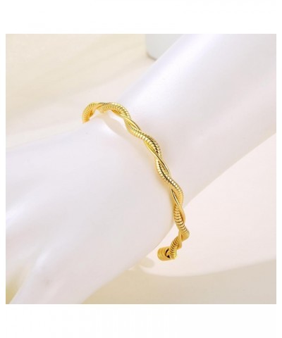 Twisting Bracelet Cuff Bangle Bracelet for Women Stainless Steel Plated Gold Bangle Christmas Gifts Jewelry for Women Friend ...