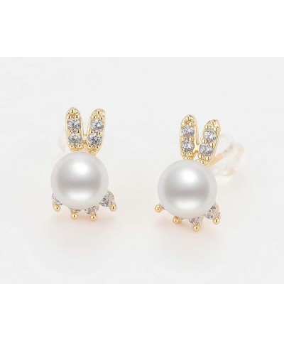 Pearl Stud Earrings for Women Ear Studs Freshwater Cute Style Star Bear Rabbit Hypoallergenic Jewelry Gift for Girls White Pe...