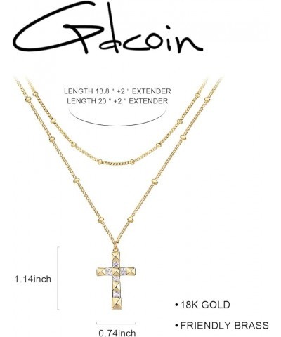 Layered Gold Cross Necklace for Women 18K Gold Plated Faith Necklace Cubic Zirconia Cross Pendant Dainty Rope Cross Chain Nec...