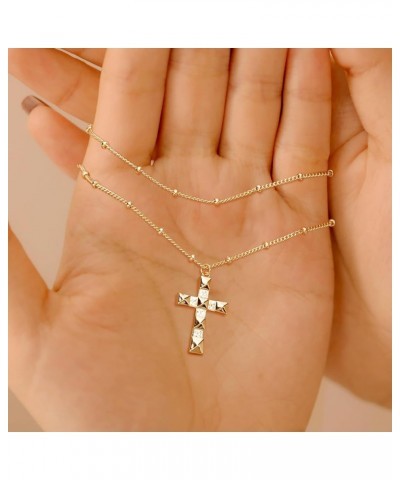 Layered Gold Cross Necklace for Women 18K Gold Plated Faith Necklace Cubic Zirconia Cross Pendant Dainty Rope Cross Chain Nec...