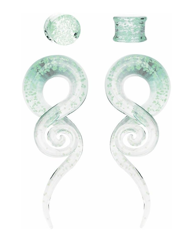 4PC Glass Ear Tapers Plugs 4G-14mm Green Glow Dark Handmade Gauges Piercing Jewelry Set 12mm (1/2") $8.48 Body Jewelry