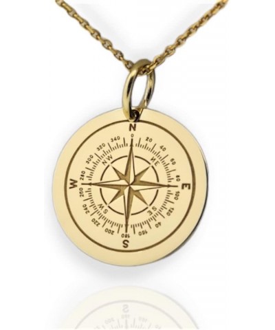 14K Solid Gold Compass Pendant, North Star Compass Necklace 20 Inches Chain 0.85 inches / 21.5mm $101.68 Necklaces