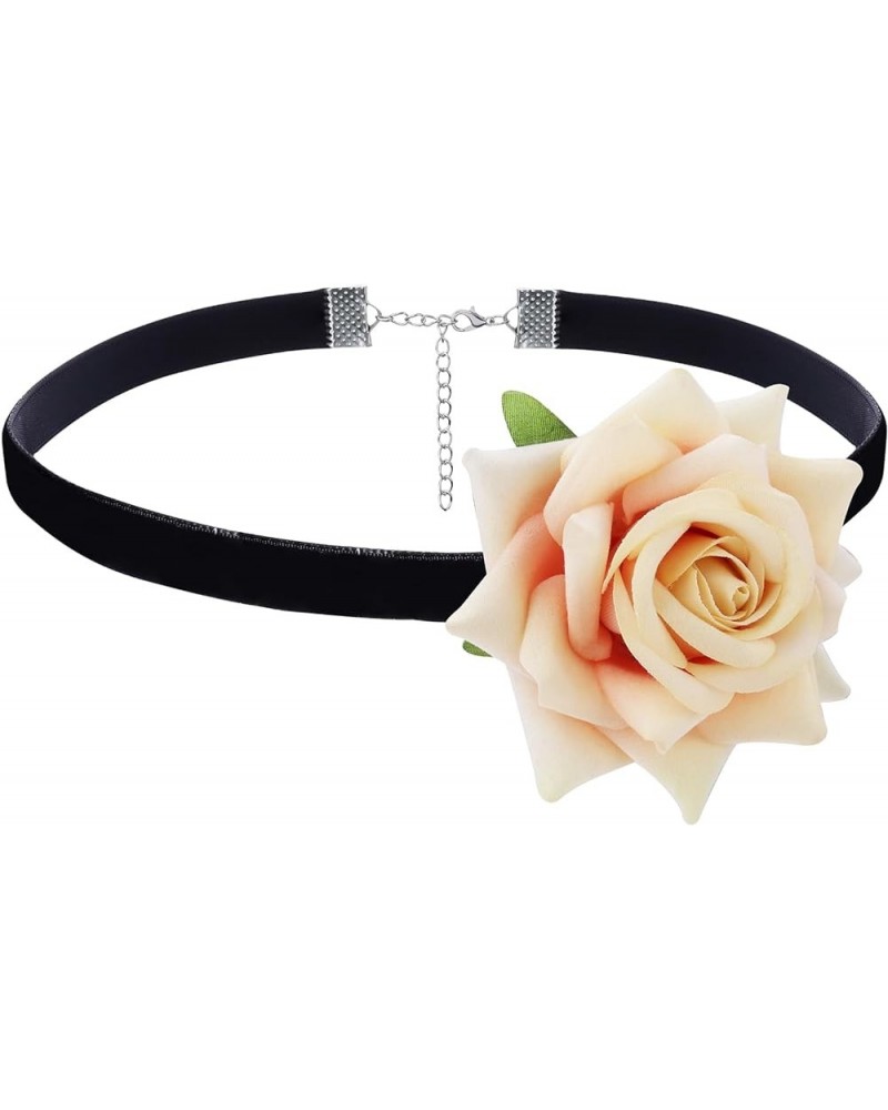 Flower Choker Necklace Rose Choker Camellia Flower Lace-up Necklace Gothic Choker for Women Girls pink-02 $5.54 Necklaces