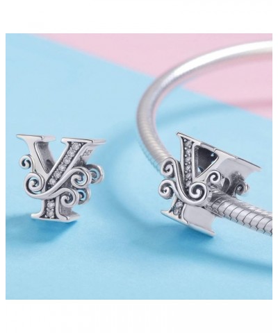 925 Sterling Silver Letter Charms for Pandora Bracelets Alphabet Initial Beads Jewelry Gift for Women Letter Y-You are always...