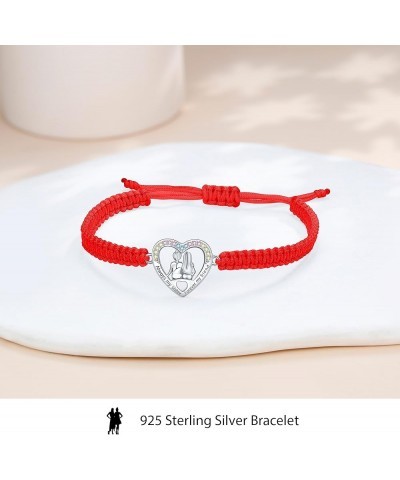 Sister Heart Bracelet for Women Girls Sterling Silver 925, Handmade Braided Rope String Bracelet Adjustable Sister Jewelry, B...