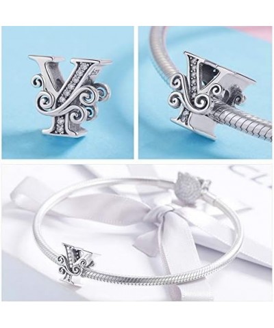 925 Sterling Silver Letter Charms for Pandora Bracelets Alphabet Initial Beads Jewelry Gift for Women Letter Y-You are always...