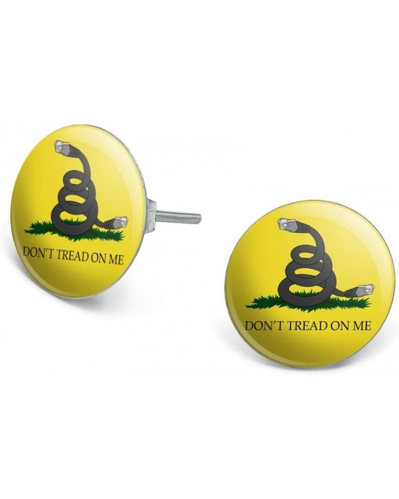 Net Neutrality Don't Tread on Me Novelty Silver Plated Stud Earrings $8.83 Earrings