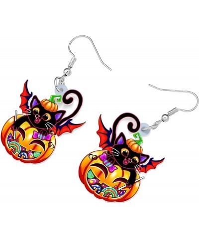 Acrylic Halloween Pumpkin Black Cat Earrings Drop Dangle Jewelry for Women Girls Black Cat U $6.95 Earrings