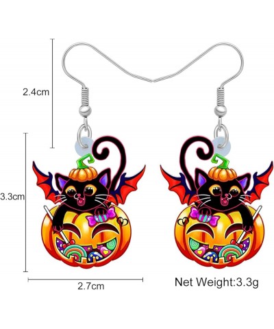 Acrylic Halloween Pumpkin Black Cat Earrings Drop Dangle Jewelry for Women Girls Black Cat U $6.95 Earrings