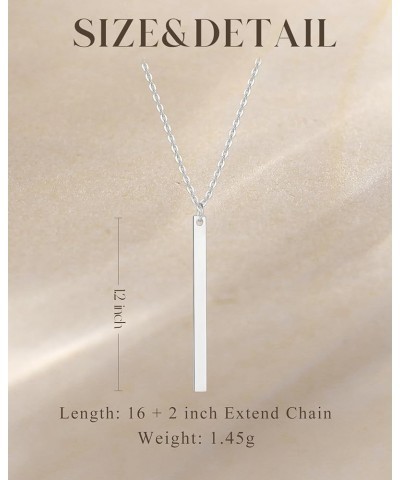 14K Real Solid Gold Vertical Bar Necklace Simple Gold Necklace Daily Wear Fine Jewelry for Women 16”+2” Extender 1.37g white ...