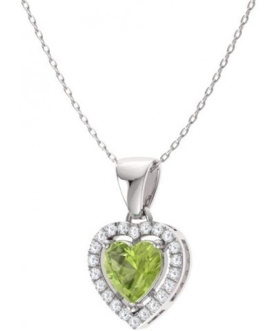 Natural and Certified Gemstone and Diamond Heart Petite Necklace in 14k Solid Gold | 0.45 Carat Pendant with 18 Inch Chain Va...