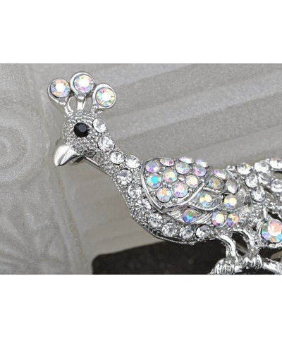 Elegant Multicolor Crystal Rhinestone Perched Peacock Tree Branch Bird Animal Brooch Pin Aurora Borealis Clear $10.19 Brooche...