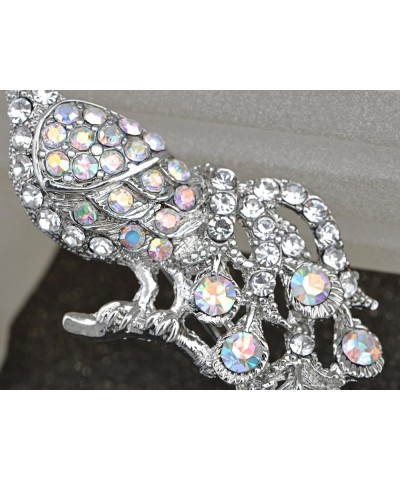 Elegant Multicolor Crystal Rhinestone Perched Peacock Tree Branch Bird Animal Brooch Pin Aurora Borealis Clear $10.19 Brooche...