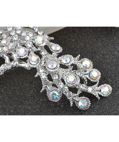 Elegant Multicolor Crystal Rhinestone Perched Peacock Tree Branch Bird Animal Brooch Pin Aurora Borealis Clear $10.19 Brooche...