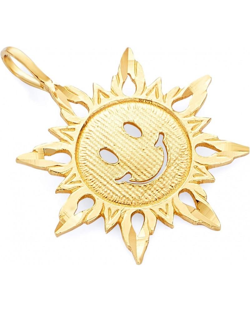 14k REAL Yellow Gold Sun Charm Pendant $44.10 Pendants