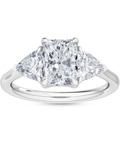 1-5 Carat (ctw) White Gold Radiant,Trilliant Cut LAB GROWN Diamond Three Stone Engagement Ring (Color D-E Clarity VS1-VS2) 4....