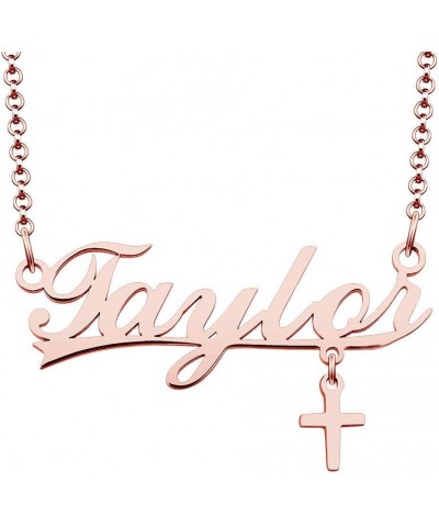 Stainless Steel Chain Rose Gold Pendant Customized Plate Personalized Name Necklace Taylor $22.61 Necklaces