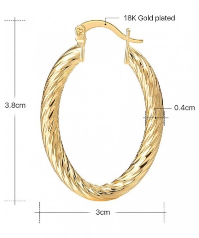 Gold Chunky Earrings for Women | 18k Gold Plated Hoops Earrings Hypoallergenic Gold Thick Hoop Large Earrings B $7.66 Earrings