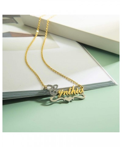 Custom Gold My Name Necklace Plate Dainty Initial Necklace Personalized Customizable Short Crystal Necklaces for Women Rachel...