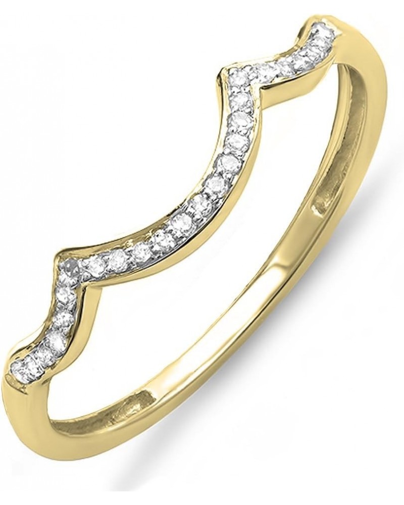 0.10 Carat (ctw) Round White Diamond Stackable Wedding Contour Band in 14K Gold 9.5 Yellow Gold $90.99 Rings