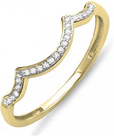 0.10 Carat (ctw) Round White Diamond Stackable Wedding Contour Band in 14K Gold 9.5 Yellow Gold $90.99 Rings