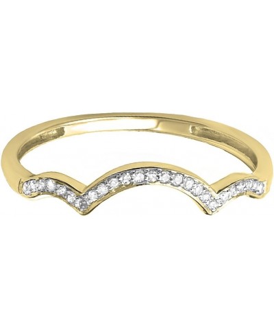 0.10 Carat (ctw) Round White Diamond Stackable Wedding Contour Band in 14K Gold 9.5 Yellow Gold $90.99 Rings