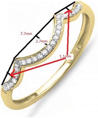 0.10 Carat (ctw) Round White Diamond Stackable Wedding Contour Band in 14K Gold 9.5 Yellow Gold $90.99 Rings