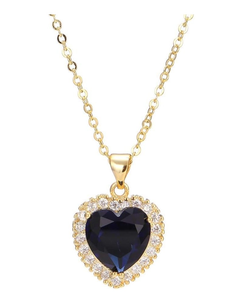 Titanic Heart of the Ocean Neckalce The Blue Love Pendant Necklaces, White Gold Plated Necklace Sterling Silver Sapphire Big ...