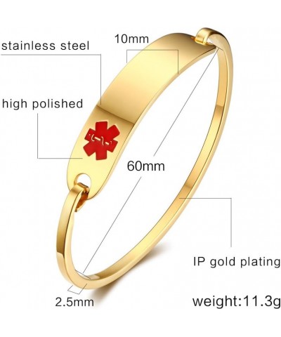 Free Custom Engraving Stainless Steel Catch Hook Oval Fit Medical Alert ID Bangle Bracelet Gold-60mm type 1 diabetes $10.07 B...