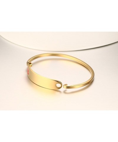 Free Custom Engraving Stainless Steel Catch Hook Oval Fit Medical Alert ID Bangle Bracelet Gold-60mm type 1 diabetes $10.07 B...