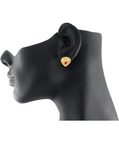 Indian Bollywood Artistic large stud designer Earrings jewelry in Gold or Silver Tone For Women. D282 Red $11.19 Earrings