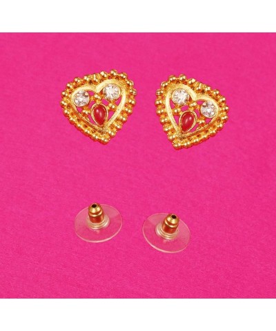 Indian Bollywood Artistic large stud designer Earrings jewelry in Gold or Silver Tone For Women. D282 Red $11.19 Earrings