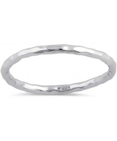 925 Sterling Silver Thin Hammered Band Women Stackable Ring $11.39 Rings