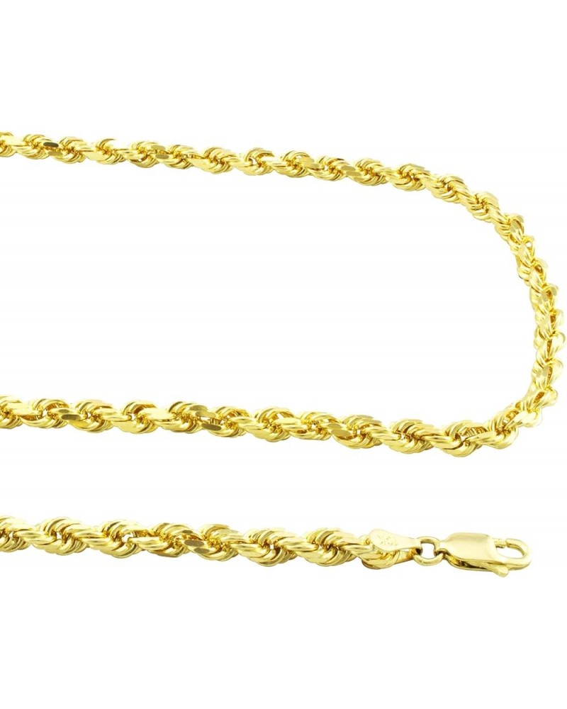 10k Yellow Gold 4mm Rope Chain Diamond Cut Pendant Necklace, Mens Womens Lobster Clasp 16" 18" 20" 22" 24" 26" 28" 30 20 $148...