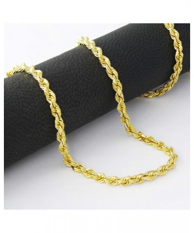 10k Yellow Gold 4mm Rope Chain Diamond Cut Pendant Necklace, Mens Womens Lobster Clasp 16" 18" 20" 22" 24" 26" 28" 30 20 $148...