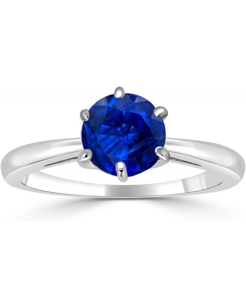 14K White Gold Round Blue Sapphire Gemstone Engagement Ring (1/4-1cttw) 6-Prong Set Size 4-9 0.75 carats $159.30 Rings