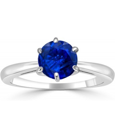 14K White Gold Round Blue Sapphire Gemstone Engagement Ring (1/4-1cttw) 6-Prong Set Size 4-9 0.75 carats $159.30 Rings